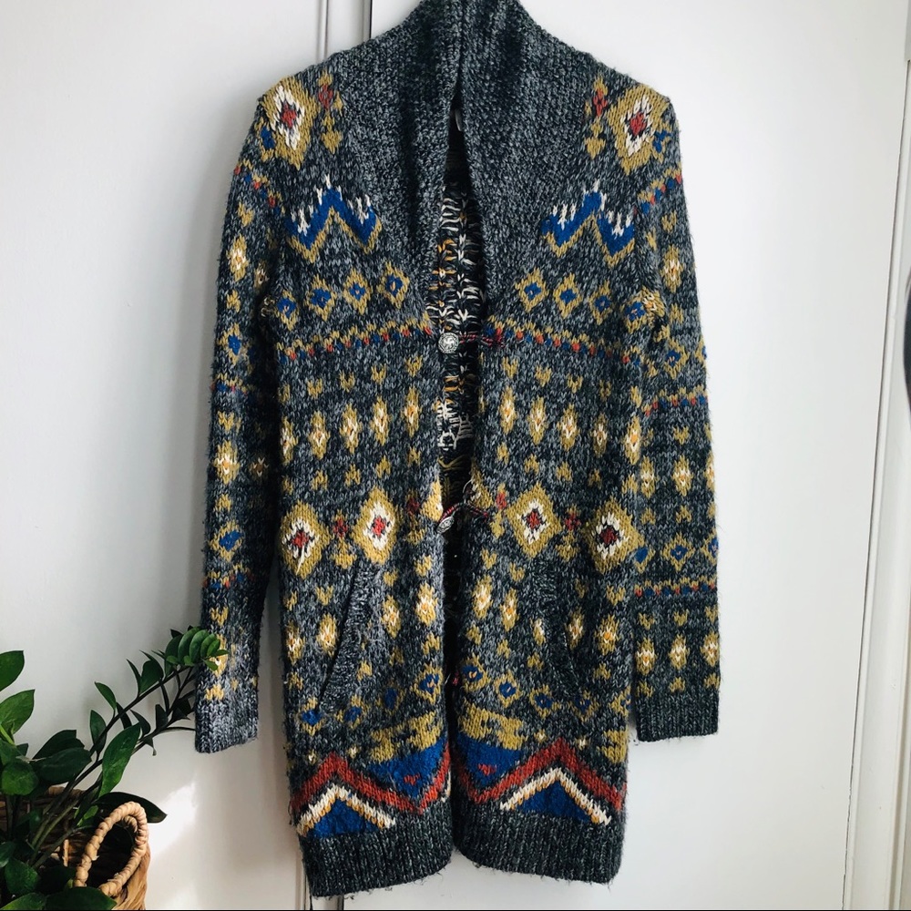 Free People Wool Tiger Mascot Wool Acrylic Sweater
